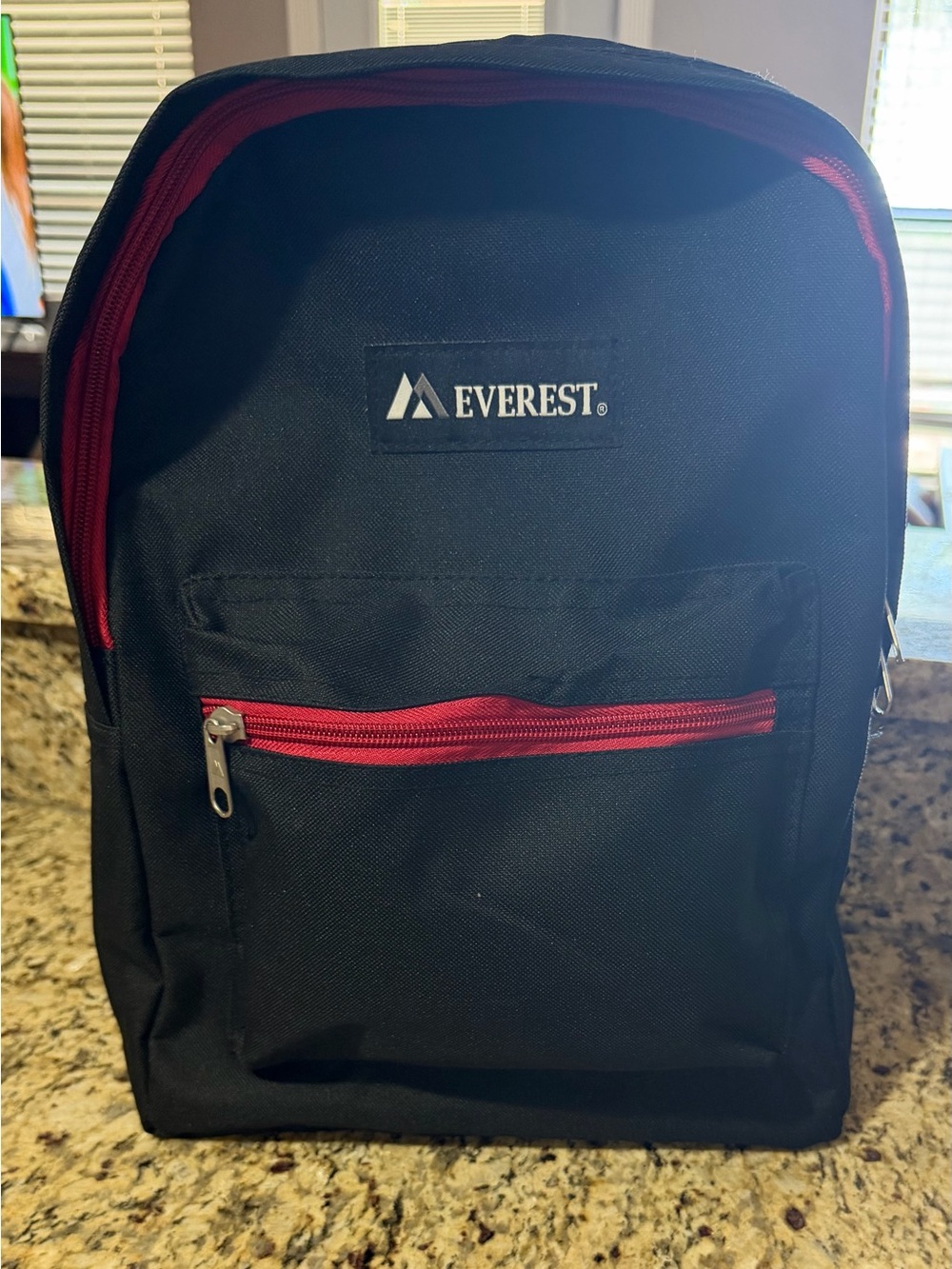 Everest Black Backpack with Red Accents for Men